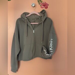 Calvin Klein Light taupe/tan CK Logo Sweatshirt, full zip(worn once)